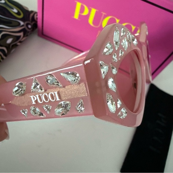 NEW Emilio PUCCI Limited Edition Pink Crystal Embellished Cat Eye Sunglasses main image 11